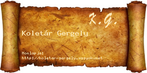 Koletár Gergely névjegykártya