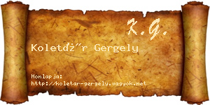 Koletár Gergely névjegykártya