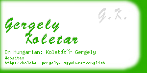 gergely koletar business card